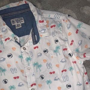Boys Penguin Summer Button Down